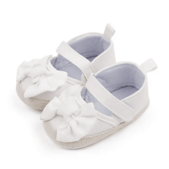 Baby Girls White Chambray Bow Flats