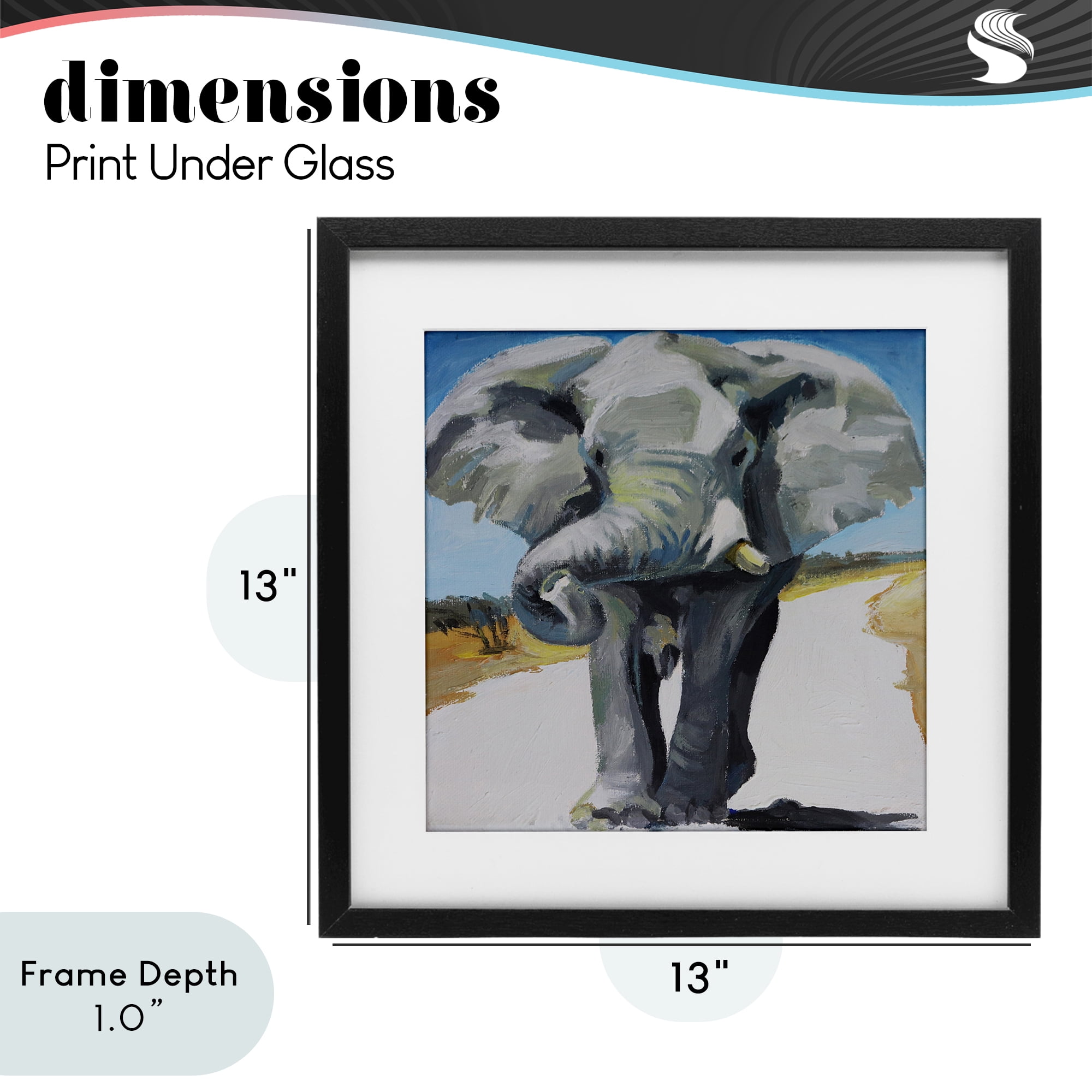 Stupell Industries Majestic Elephant on Path Black Framed Print Under Glass, design by Violeta Vollmer
