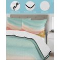 thumbnail image 4 of Quilts Full Size Bedding Set, Teal Pink Yellow Ombre Lightweight Quilted Comforter, Summer Beach Coastal Gradient Soft Reversible Bedspread Coverlet with Pillow Covers for All Season, 78" x 90", 4 of 7