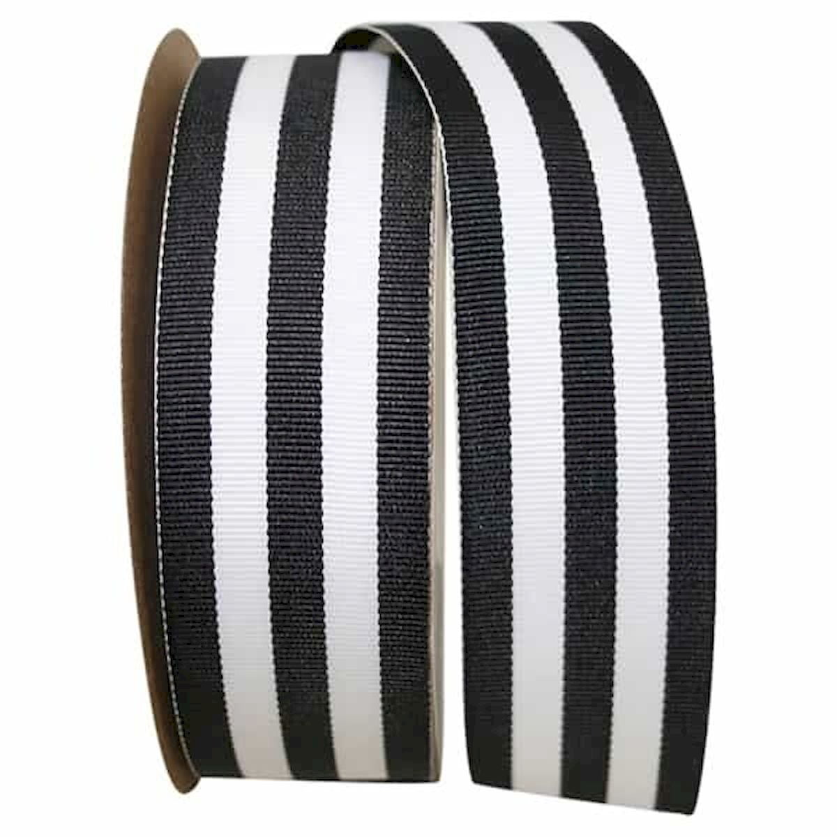 Black And White Striped Wired Ribbon