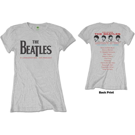 The Beatles Ladies T-Shirt: Candlestick Park (Back Print) (Large)