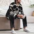 thumbnail image 7 of Yiaed Magician Hat Skull Print Men’s Pajamas Set - Long Sleeve Button Down Sleep Shirt and Pajama Bottoms Sleepwear Set Mens Pjs Sets Men's Pajama Bottoms-Medium, 7 of 7