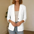 thumbnail image 4 of IUYRTFE Women's 3/4 Sleeve Button Front Blazer Jacket Relaxed Fit Casual Workwear Top, 4 of 7
