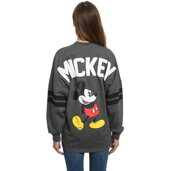 Mickey Mouse Sweatshirt Disney Womens Long Sleeve Oversized Jersey Charcoal Gray