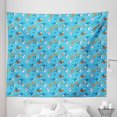 thumbnail image 1 of Shark Tapestry, Underwater Fantasy World with Funny Fish Characters Cheerful Mascots, Fabric Wall Hanging Decor for Bedroom Living Room Dorm, 5 Sizes, Blue White Orange, by Ambesonne, 1 of 1