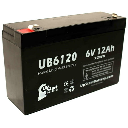 Compatible BEST TECHNOLOGIES 1950VAB Battery - Replacement UB6120 Universal Sealed Lead Acid Battery (6V, 12Ah, 12000mAh, F1 Terminal, AGM, SLA) - Includes TWO F1 to F2 Terminal