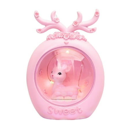 

Hesroicy Desk Lamp Soft Lighting Battery-operated Low-Power Consumption Unique Shape Adorable Deer Night Lamp Resin Craft Desktop Ornament Bedroom Supplies