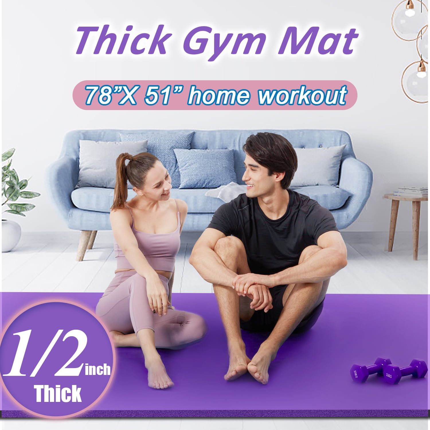RYTMAT Extra Large Yoga Mat 78x51 10mm Thick Foam Exercise Mats Floor  Pilates Workout Matt Black
