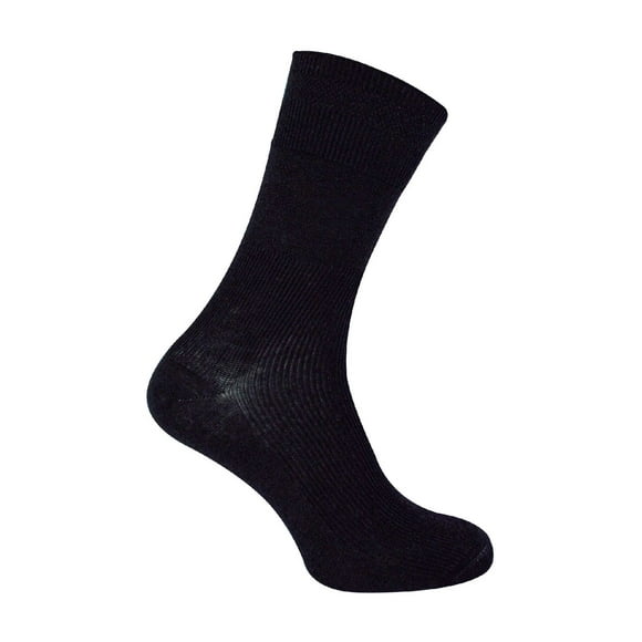 Chaussettes pour Hommes en Laine pour Diabétiques Noires / Dr.Socks / Chaussettes en Laine Mérinos Côtelées Extra Larges Sans Coutures