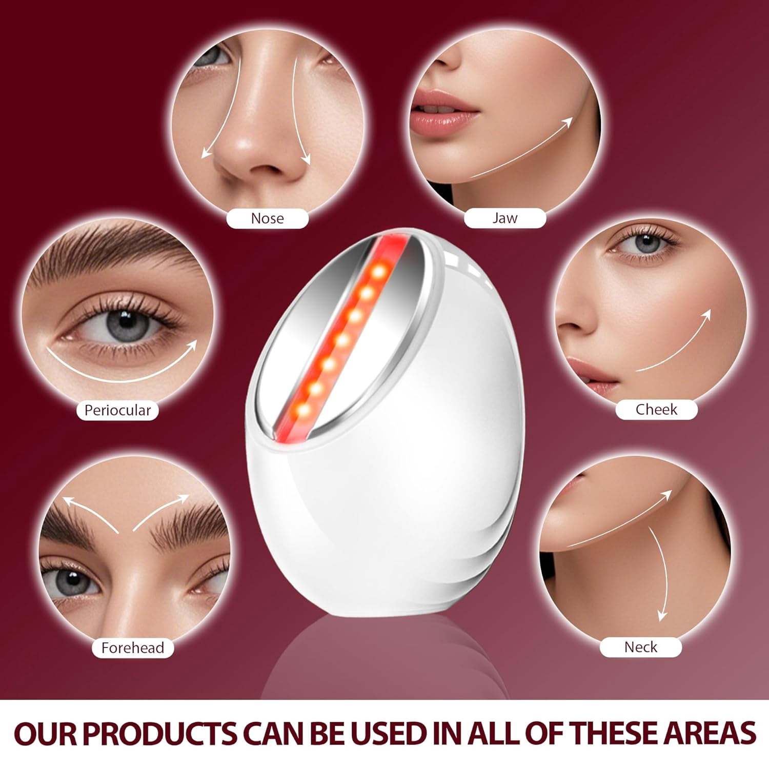 Facial Skin Tightening Device, 6-in-1 Facial Massager Red Light Therapy Beauty Device for Face &Neck Skin Rejuvenation Lifting, Tightening, Infusing, Effective Wrinkle&Puffiness Reduction