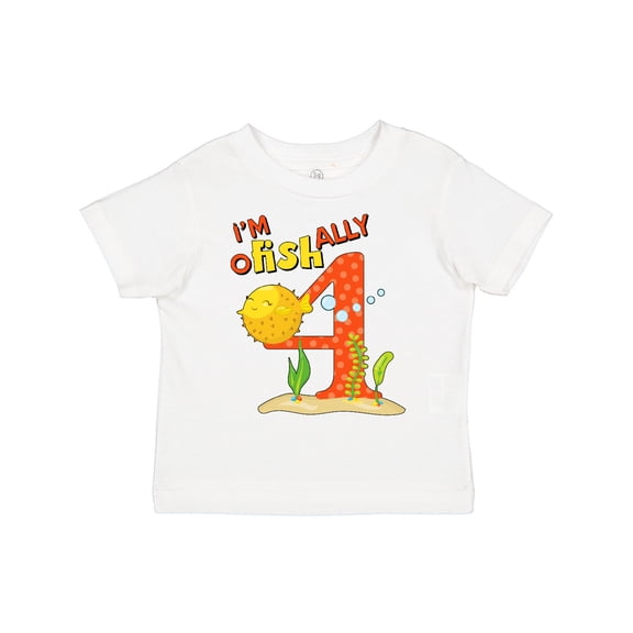 Inktastic I'm O-fish-ally Four Cute Puffer Fish Fourth Birthday Boys or Girls Toddler T-Shirt