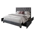 thumbnail image 4 of Home Design Sheffield King Tufted Upholstered Storage Platform Bed Frame with Diamond Button-Tufted Headboard and Four Under-Drawers, Dark Gray, Easy Assembly, 4 of 6