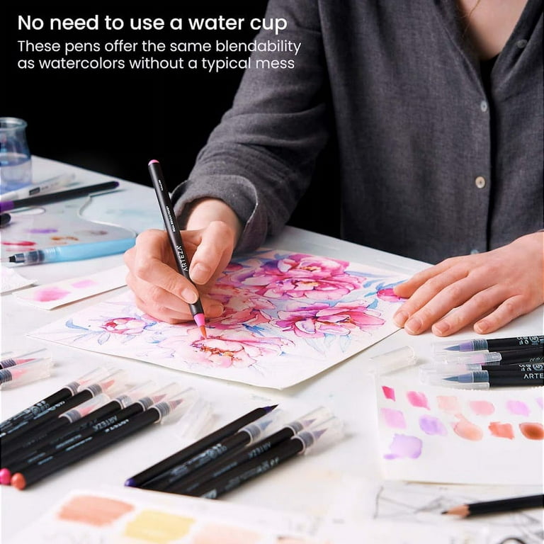 Watercolor Real Brush Pens - Blendable, Water Based Ink, Real