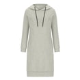 thumbnail image 2 of ClodeEU Women's Long Sleeve Hoodie Dress ,Solid Color Pullover Sweatshirt Dress with Pockets Gray,Womens Plus XL, 2 of 6