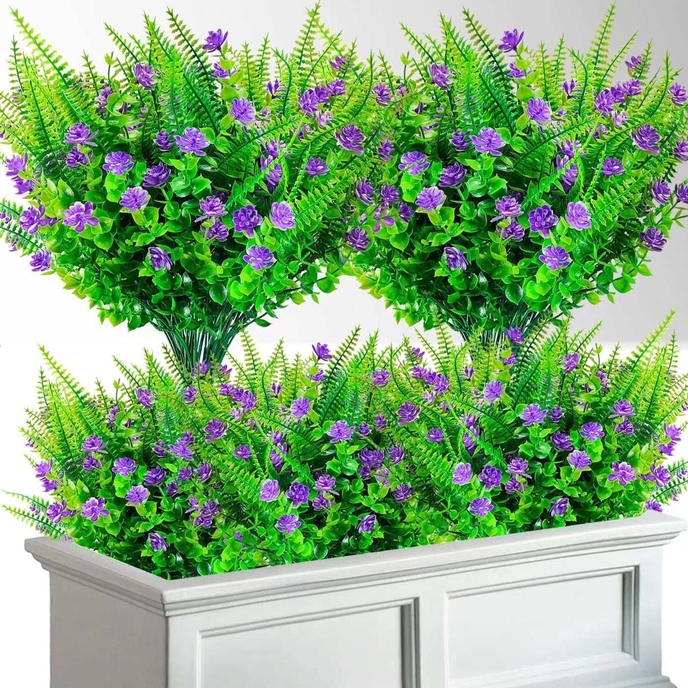 HESHENG Artificial Flowers for Outdoors, 8 Bundles Artificial Outdoor