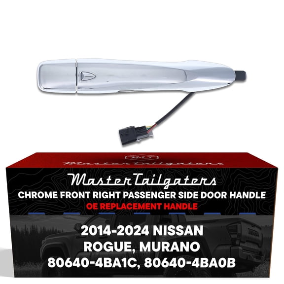 Master Tailgaters Exterior Door Handle Chrome Replacement for Nissan Murano (2015-2024), Rogue (2014-2024) OE Part # 80640-4BA1C, 80640-4BA0B | Front Right Passenger Side w/o Keyhole