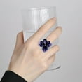 thumbnail image 4 of Soumake Women Ring 3D Flower Shape Rhinestone Decor Enamel Polished Copper Anniversary Gift Wedding Party Banquet Cocktail Jewelry, 4 of 8