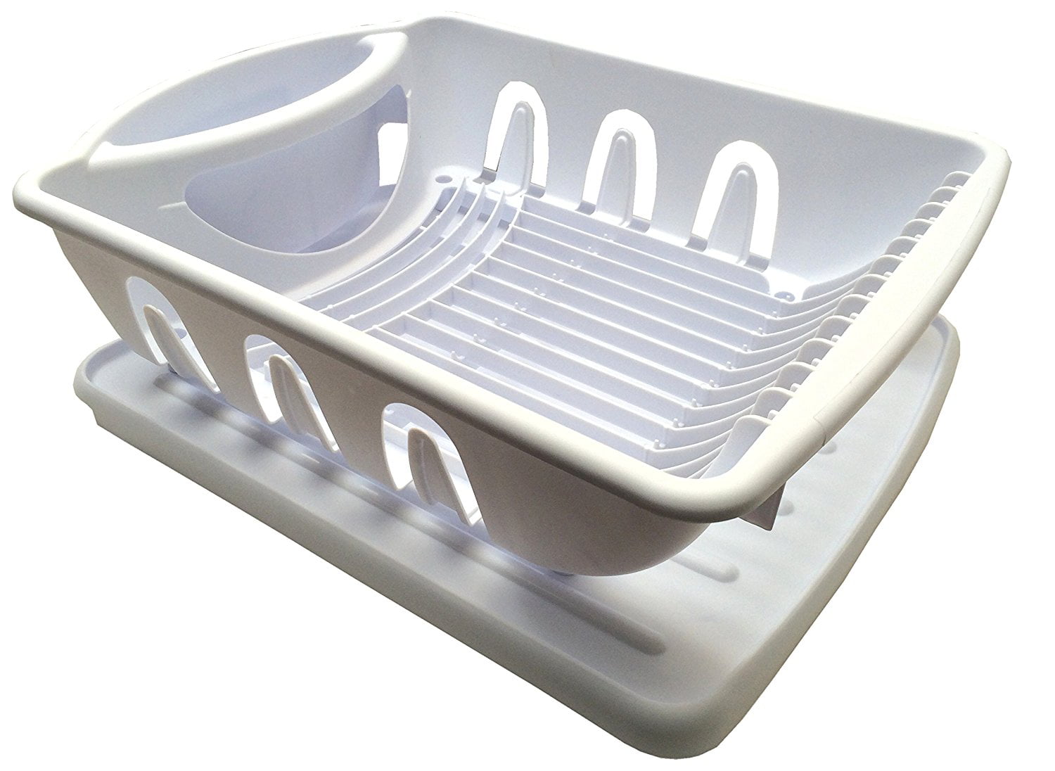 Sterilite Plastic Nesting Dish/Cutlery Drying Rack & Drainboard Tray For  Kitchen, White