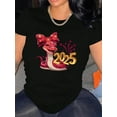 thumbnail image 1 of T-Shirt Chic pour Femme à Imprimé Papillon, Nœud et Serpent - Col Rond Décontracté, Manches Courtes, Mélange de Polyester Extensible, Lavable à la Machine - Parfait pour l'Été, la Fête des Pères, la Fête des Mères, le Nouvel An, les Fêtes du Printemps, 1 of 6