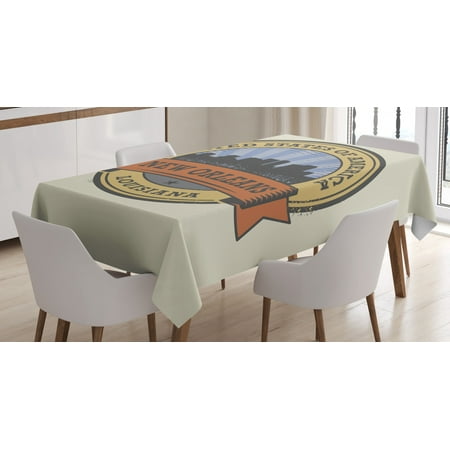 

New Orleans Tablecloth The City of Louisiana Silhouette Jazz Capital of the United States Vintage Rectangular Table Cover for Dining Room Kitchen 52 X 70 Inches Multicolor by Ambesonne