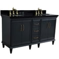 thumbnail image 5 of 61 in. Double Wooden Vanity Dark Gray Black Galaxy Granite Oval Sink, 5 of 13