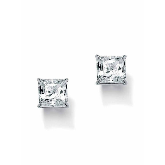 PalmBeach Jewelry Princess-Cut Cubic Zirconia Stud Earrings 3.24 TCW in Gold-Plated or Silvertone