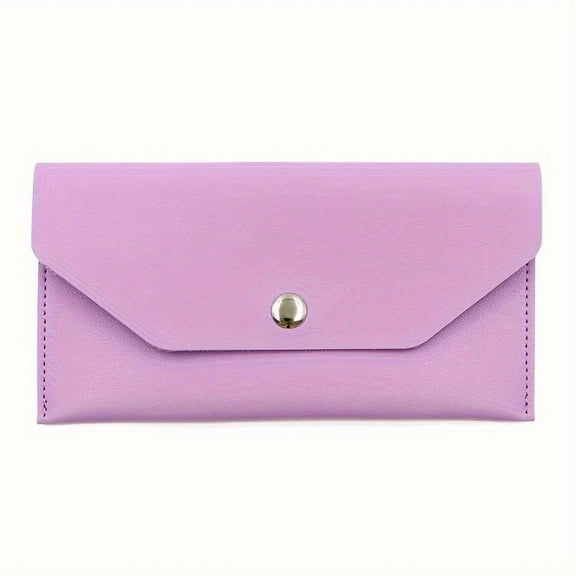 XmhyTop-A Purple Leather Cash Envelope, 17.5*9.2cm Budget Envelope Wallet, 1 Piece Reusable Money Stuffing Wallet for Bills