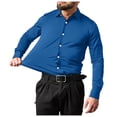 thumbnail image 2 of RUTAYY Men's Dress Shirts Solid Color Long Sleeve Turndown Collar Stretch Formal Business Casual Button Down Fashion Vacation Blouse, 2 of 3