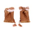 thumbnail image 1 of GOOHOCHY 1 par de guantes de medio dedo de piel de conejo cálidos, guantes sin dedos, manoplas para invierno, 1 of 7