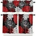 thumbnail image 4 of Dahlia Kitchen Curtains Red Chrysanthemum Valances for Windows, Botanical Prints Curtains & Drapes, Blackout Curtains Rod Pocket Kitchen Curtains and Valances Set Tier Curtains for Bathroom, 4 of 5