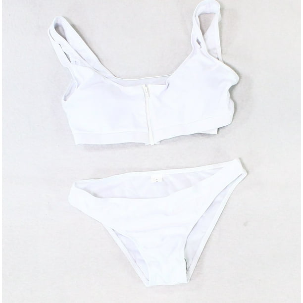 Womens Small Zip Front Bikini Top Swimwear S
