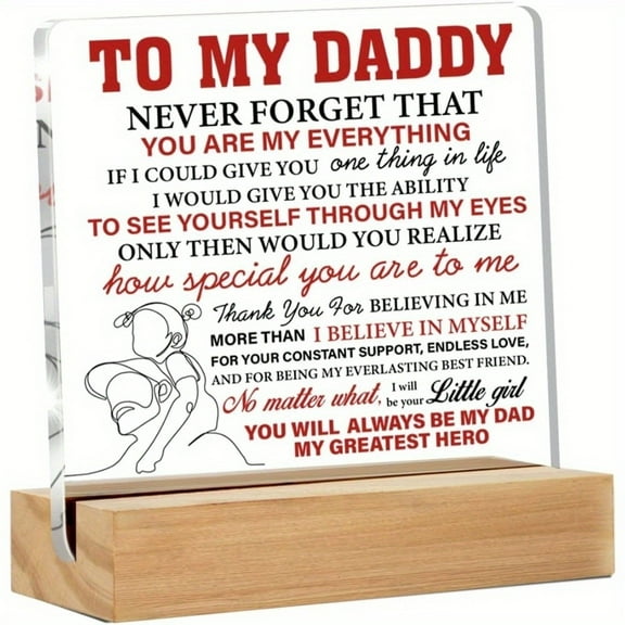 [ Daddy Sign] Transparent Acrylic To My Daddy Desk Decorative Sign | Father Gifts From Daughter Dad Gifts For Birthday Father'S Day