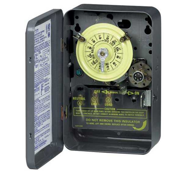 Intermatic T174 Dpst Interruptor De Tiempo De 24 Horas, 208-277 Voltios, Con Carcasa Interior Tipo 1, Color