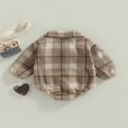 thumbnail image 4 of Baby Boy Romper Buttons Lapel Long Sleeve Vintage Plaid Pattern Jumpsuit with Pockets, 4 of 7