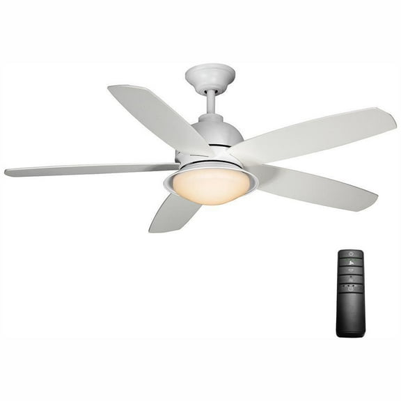 Home Decorators Ackerly 52 in. LED Matte White Ceiling Fan & Remote
