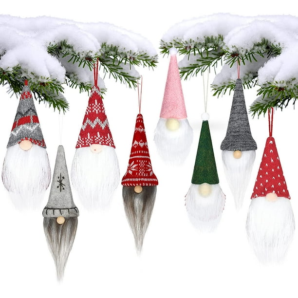 Christmas Gnome 8 Pieces Christmas Tree Hanging Gnomes Ornaments