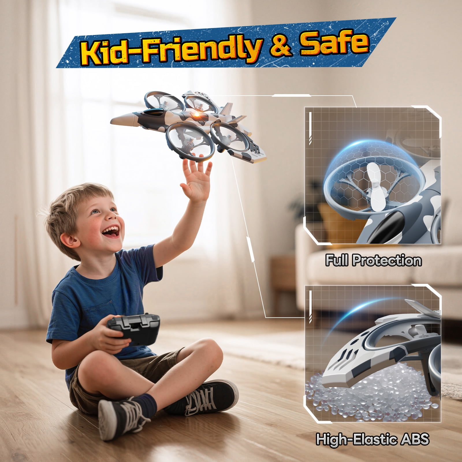 DEERC RC Plane 2.4GHz RTF Remote Control Airplane with 2 in 1 Mode for Kids, 360° Flip, 2 Batteries, Gray