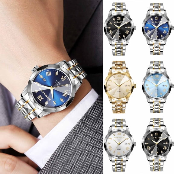 Resicozy Dress Watches for Men Date Display Watch Round Dial Stainless Quartz Watches 2026 Gold