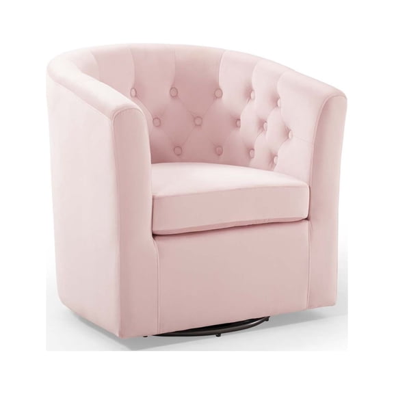 Modway Prospect Tufted Performance Velvet Swivel Armchair in Pink