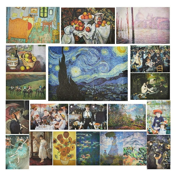 20-Pack Famous Impressionist Wall Art Posters for Classroom, Home Decorations, Matte Unframed Fine Art Prints, Artists and Students, 200gsm (13 x 19 Inches)
