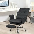 thumbnail image 2 of KWUXIN Executive Office Chair, PU Leather Ergonomic Office Desk Chair with Footrest, Reclining and Swivel Chair, 27.2" W x 25.2" D x 43.3" - 46.5" H,Black, 2 of 11