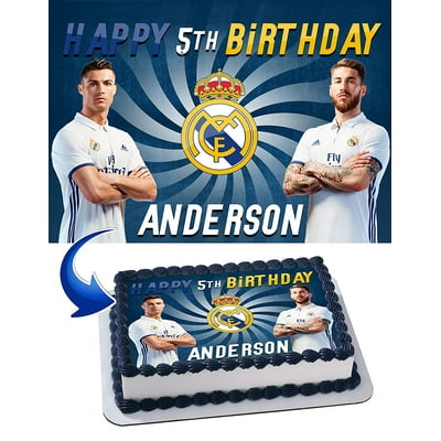 Real Madrid Cristiano Ronaldo, Sergio Ramos - Edible Cake Topper - 11.7 x 17.5 Inches 12 Sheet rectangular