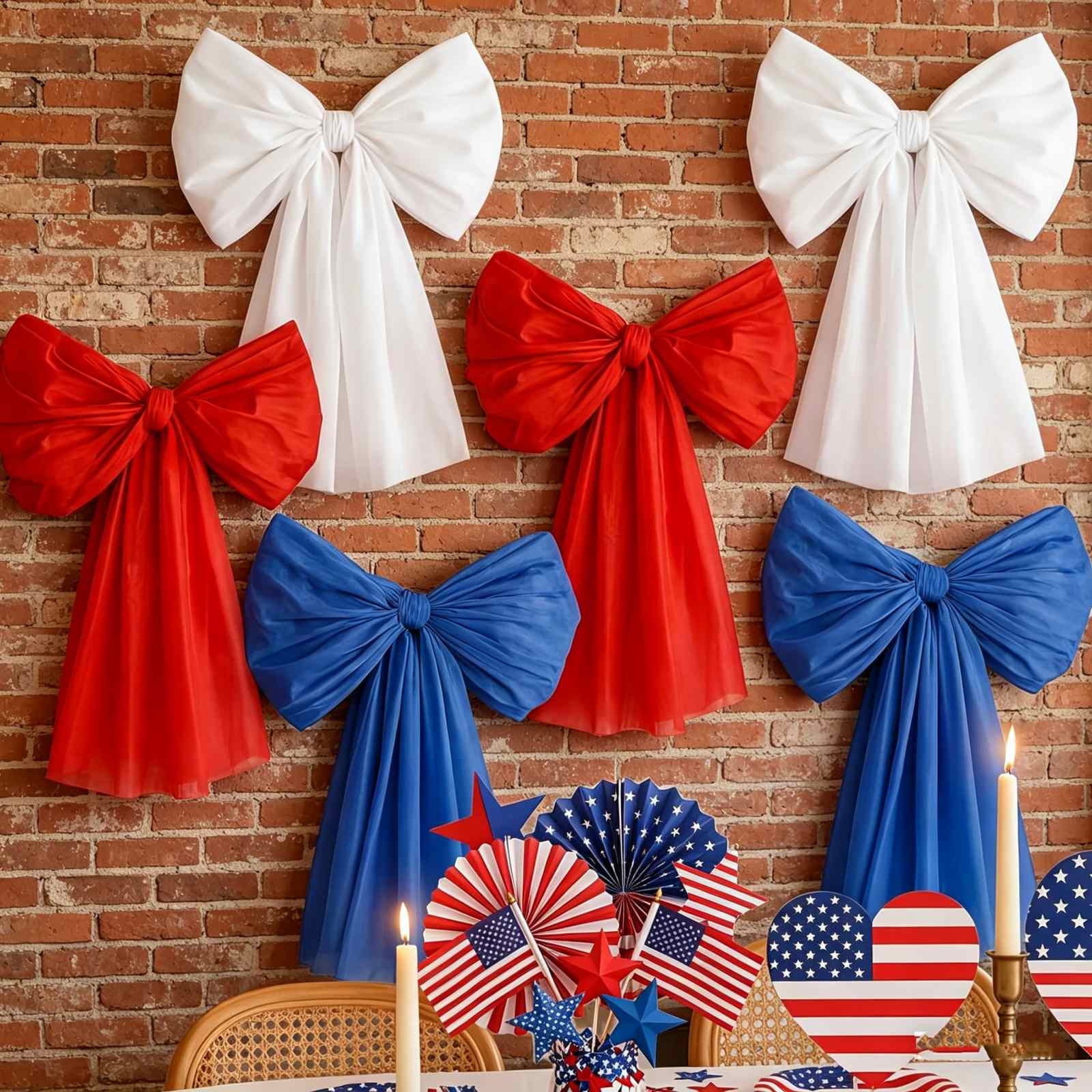 Stijggn Patriotic Ribbon 4th of July Decorations American Flag Double Sided Star Striped Wired Ribbon Red Blue White Ribbons for 4th of July Memorial Day Bow Wreath Making DIY Crafts