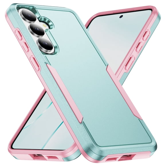for Samsung Galaxy S26 Plus Case, Dual Layers Shell Hard PC Soft TPU Back Shell Heavy Duty Military Drop Protection Rugged Shockproof Hybrid Case for Samsung Galaxy S26 Plus, Green/Pink