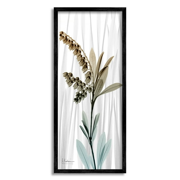 Stupell Industries Modern Snowdrops Flower Botanical & Floral Painting Black Framed Art Print Wall Art, 10 x 24