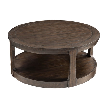 40-inch 2-Tier Round Coffee Table | For Placing Drinks and Books | Solid Pine and MDF with Veneer | Has Natural Wood Texture
