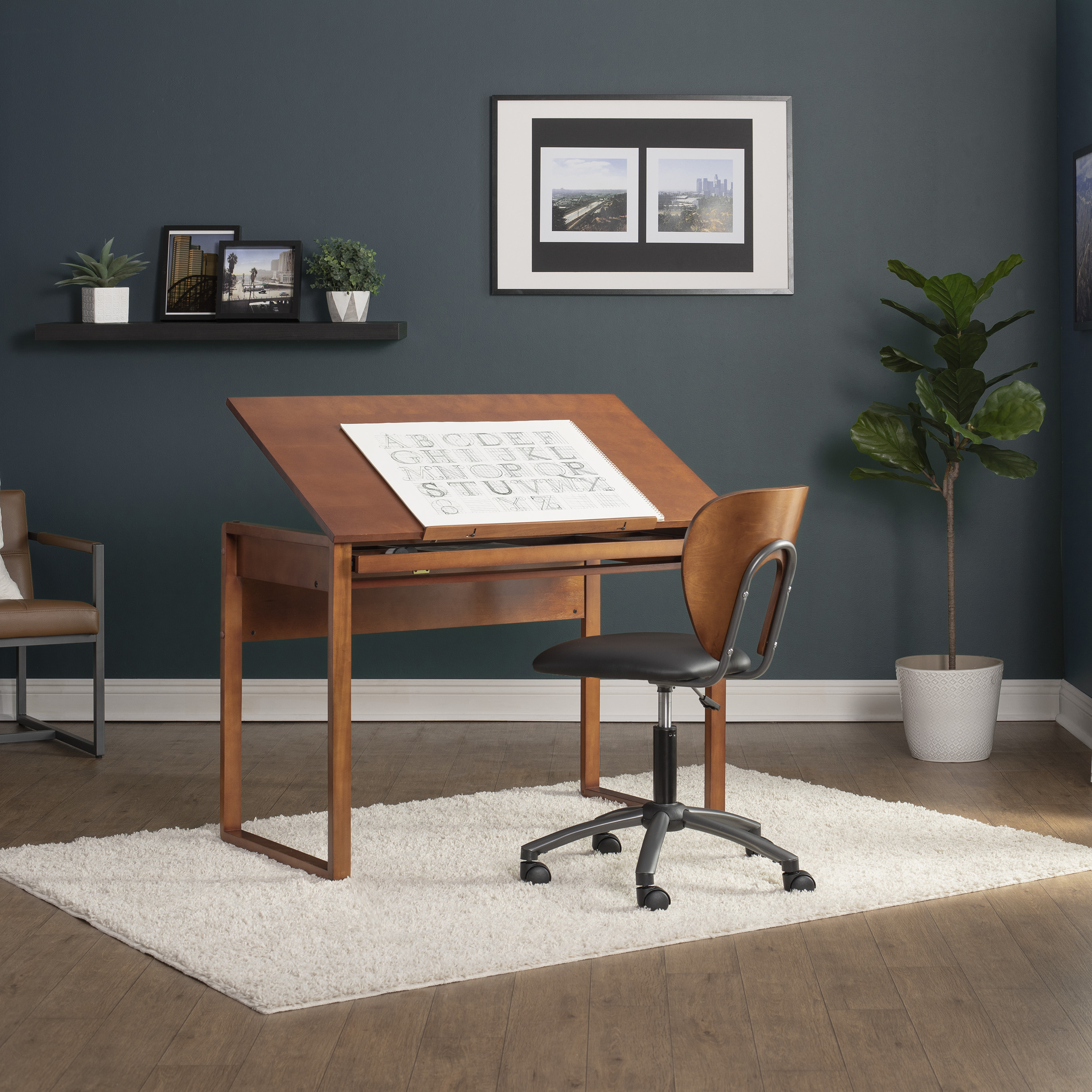 Studio Designs Ponderosa Wood Back Office Chair in Sonoma Brown / Black ...
