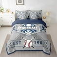 thumbnail image 2 of Erosebridal Baseball 7 Piece Bedding Sets Sports Comforter Bed in a Bag Baseball Team Printed Quilt with Sheet Set,for Teen Bedroom Decor,Twin 7Pcs,New York, 2 of 5
