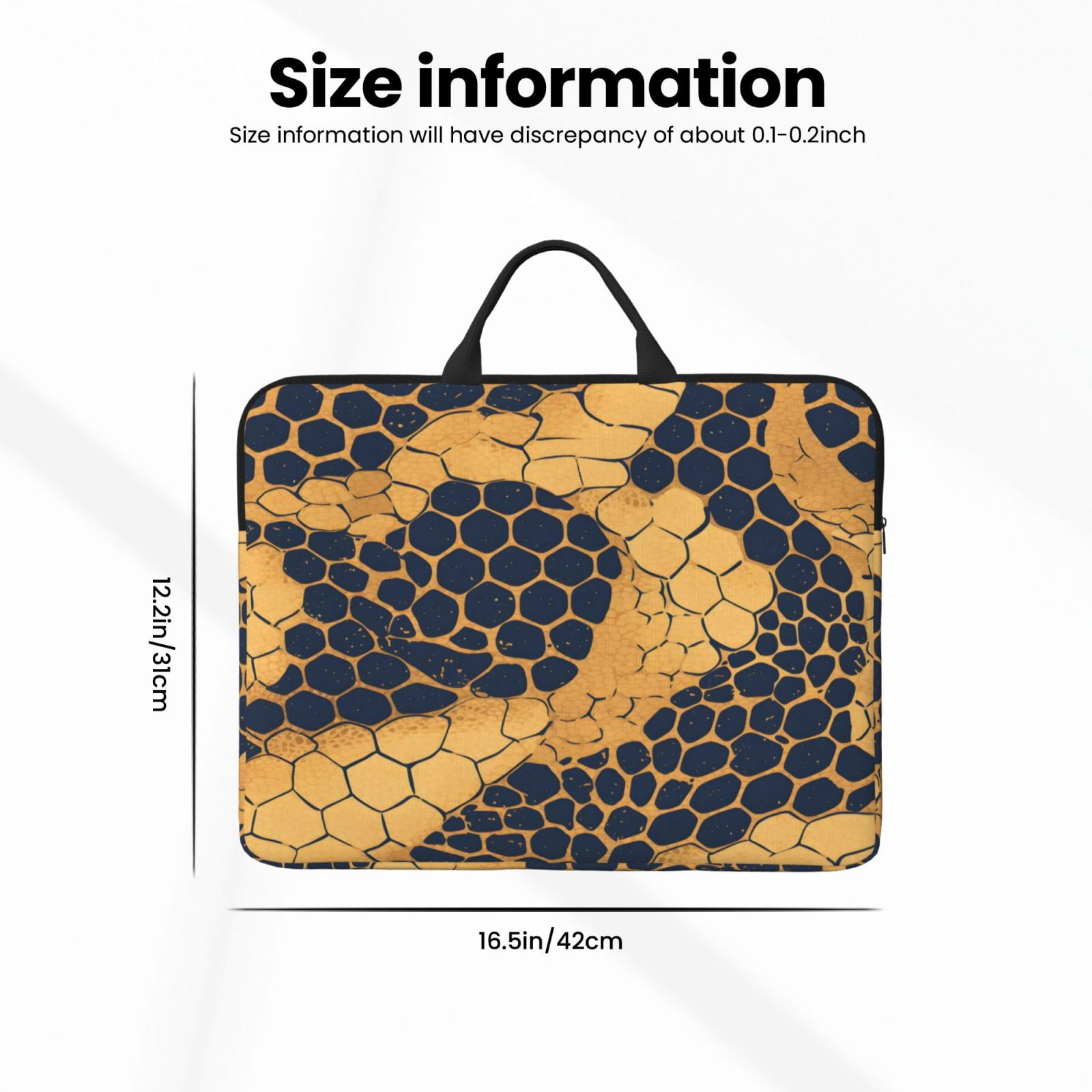 Laptop Sleeve Bag For Women Men 14inch Waterproof Durable Protective Computer Carrying Cover Handle Laptop Case Bag Snake Skin Print Style Doderblue_3