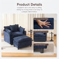 thumbnail image 6 of Lovableguy Modern Oversized Accent Chair with Ottoman,Chenille Deep Seat Upholstered Armchair,Comfy Single Sofa Couch for Living Room Bedroom Office Apartment,Blue, 6 of 7